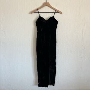 Vintage 90s Karen Lucas for Niki Crushed Velvet Sweetheart Formal Dress 2 Black